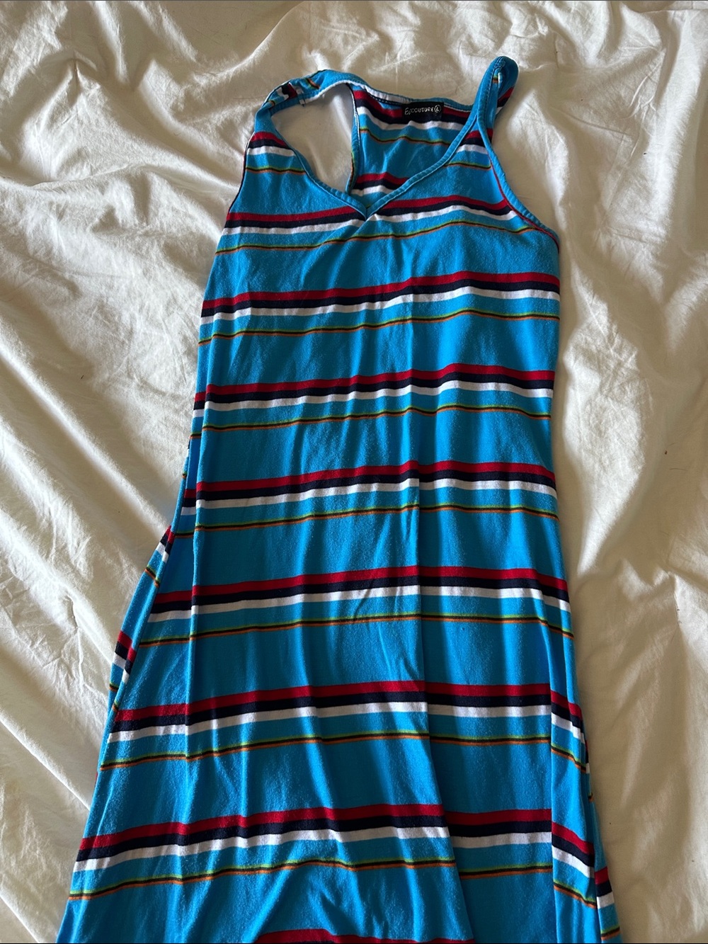 Blue Striped Maxi Dress - Racerback Style